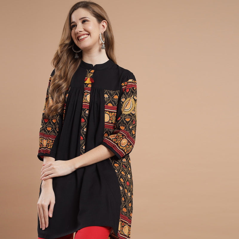 Rang Deep Women Black Embroidered Rayon top Top Rangdeep-Fashions X-Large 