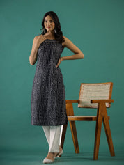 Black Cut Sleeves Printed Kurti Set muslin kurta Rangdeep-Fashions 