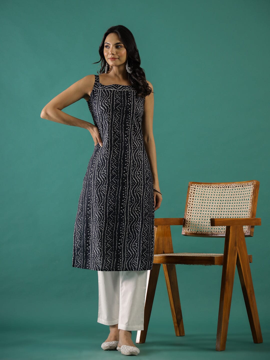 Black Cut Sleeves Printed Kurti Set muslin kurta Rangdeep-Fashions 