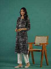 Black Tassel Printed Kurti Set muslin kurta Rangdeep-Fashions 