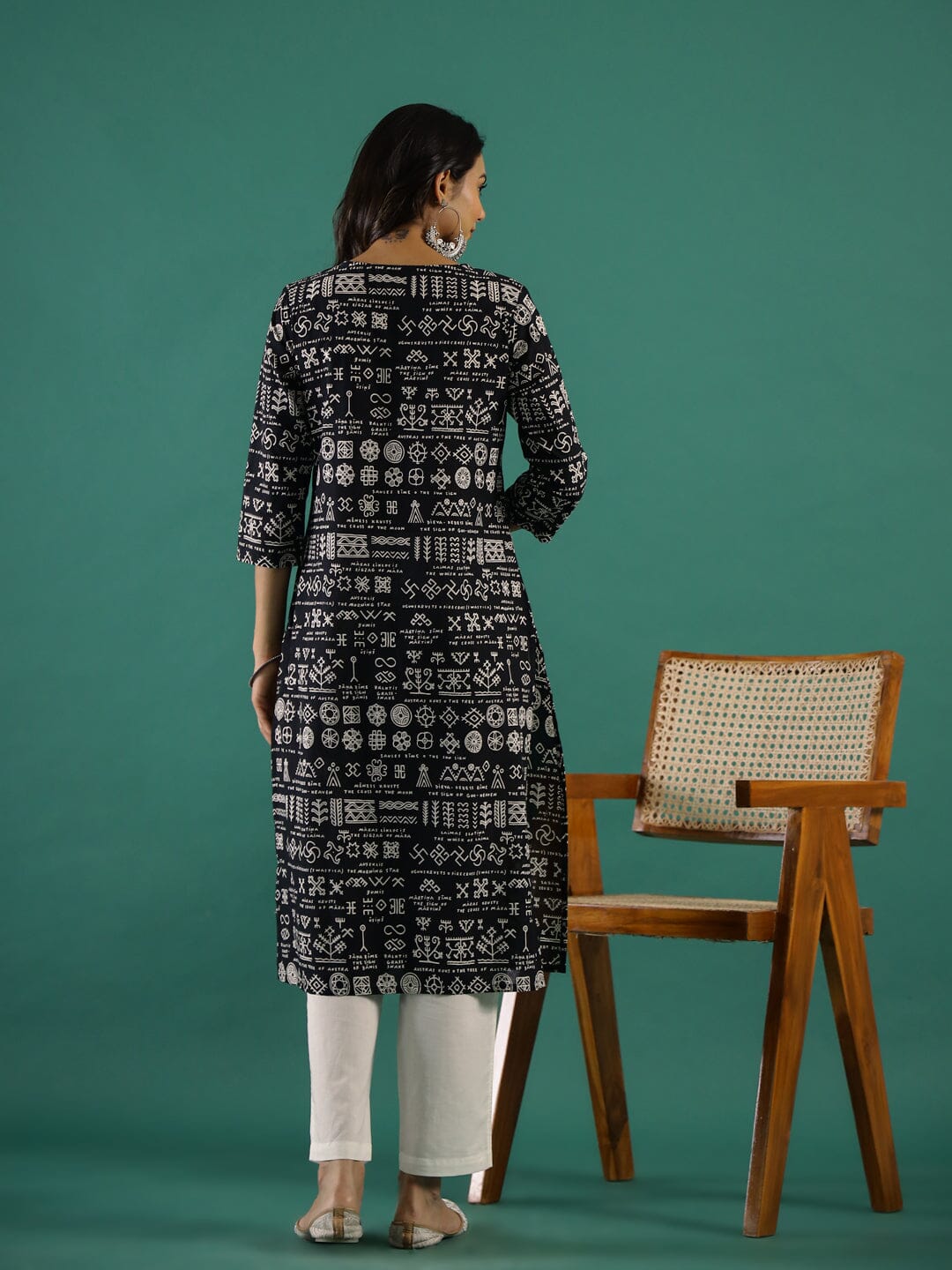 Black Tassel Printed Kurti Set muslin kurta Rangdeep-Fashions 