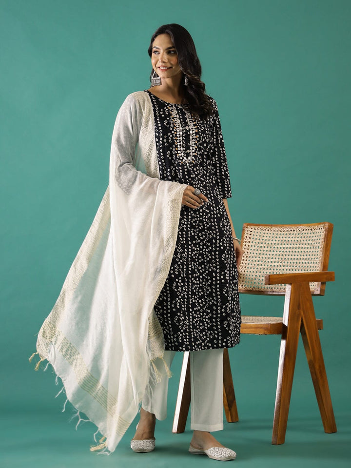 Black & White Printed Kurta Set muslin kurta Rangdeep-Fashions 