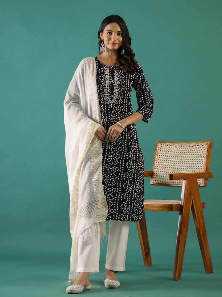 Black & White Printed Kurta Set muslin kurta Rangdeep-Fashions 