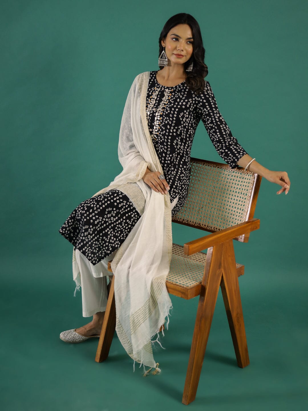 Black & White Printed Kurta Set muslin kurta Rangdeep-Fashions 