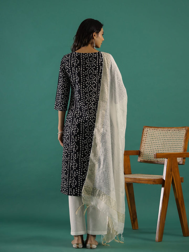 Black & White Printed Kurta Set muslin kurta Rangdeep-Fashions 