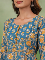 Blue Floral Printed Kurta Set with Dupatta Kurta set Rangdeep-Fashions 