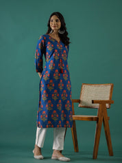 Blue Printed Kurti Set muslin kurta Rangdeep-Fashions 