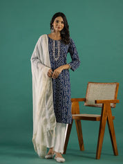 Blue & White Kurta Set muslin kurta Rangdeep-Fashions 