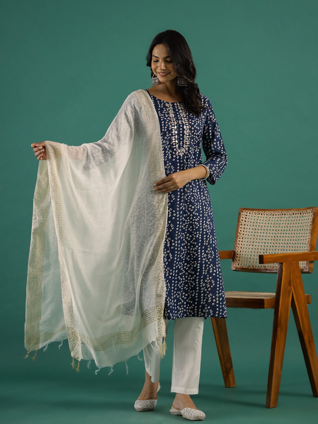 Blue & White Kurta Set muslin kurta Rangdeep-Fashions 