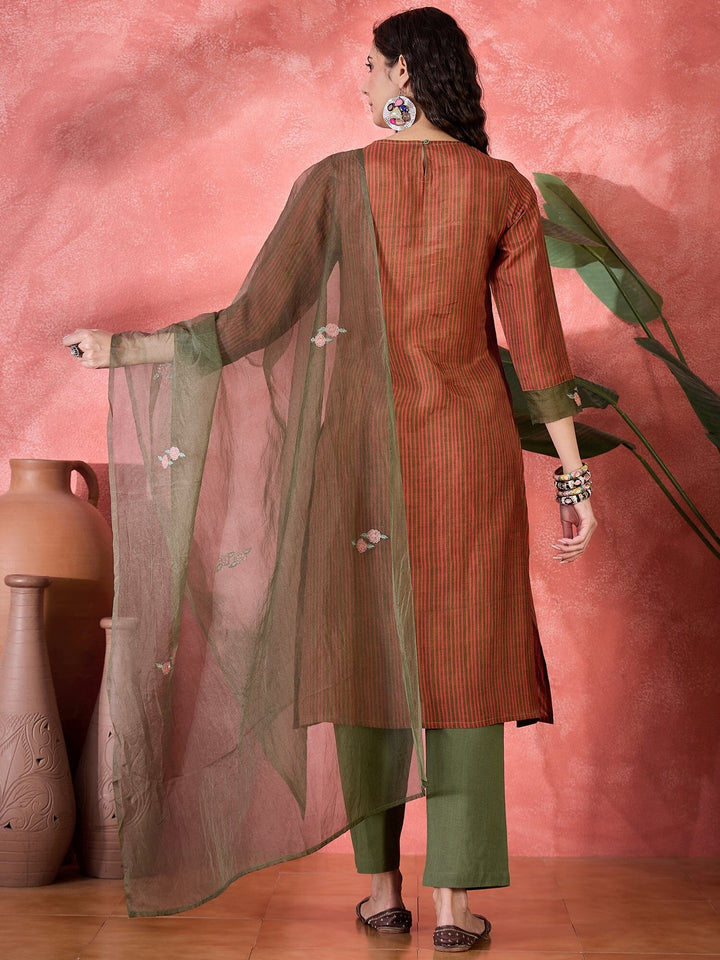 Brown Viscose Rayon Calf Length Round Neck Kurta set for Women Kurta set Rangdeep 