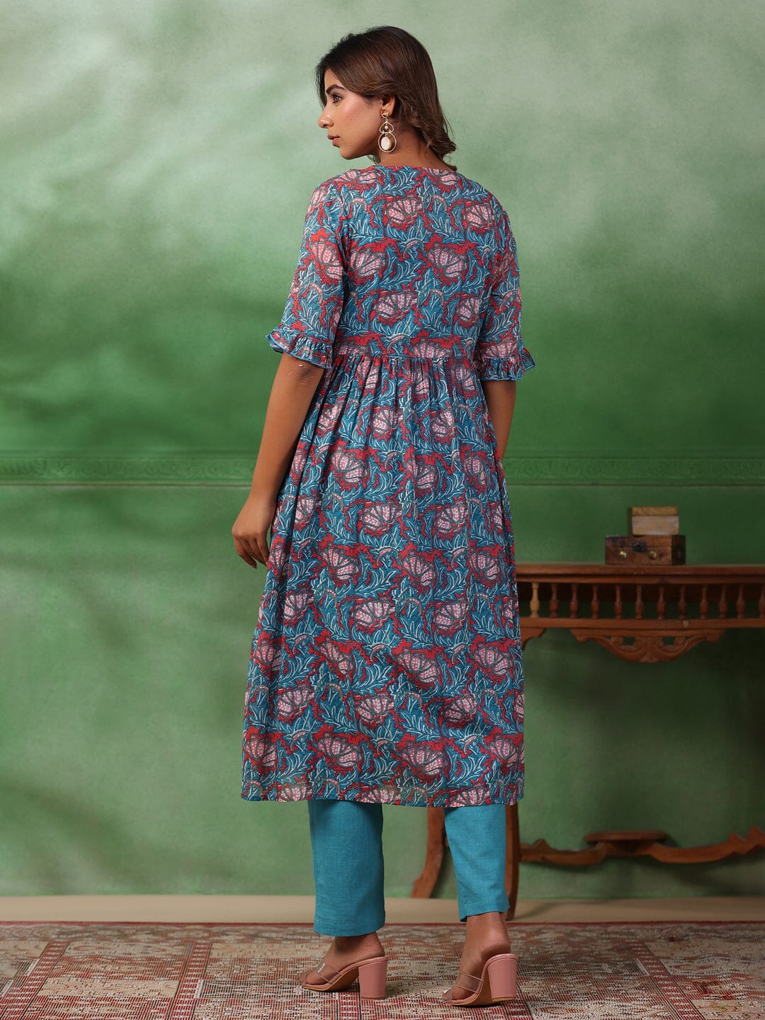 Cotton Printed 3 Pcs Kurta Set Kurti set SANSKRUTI HOMES 