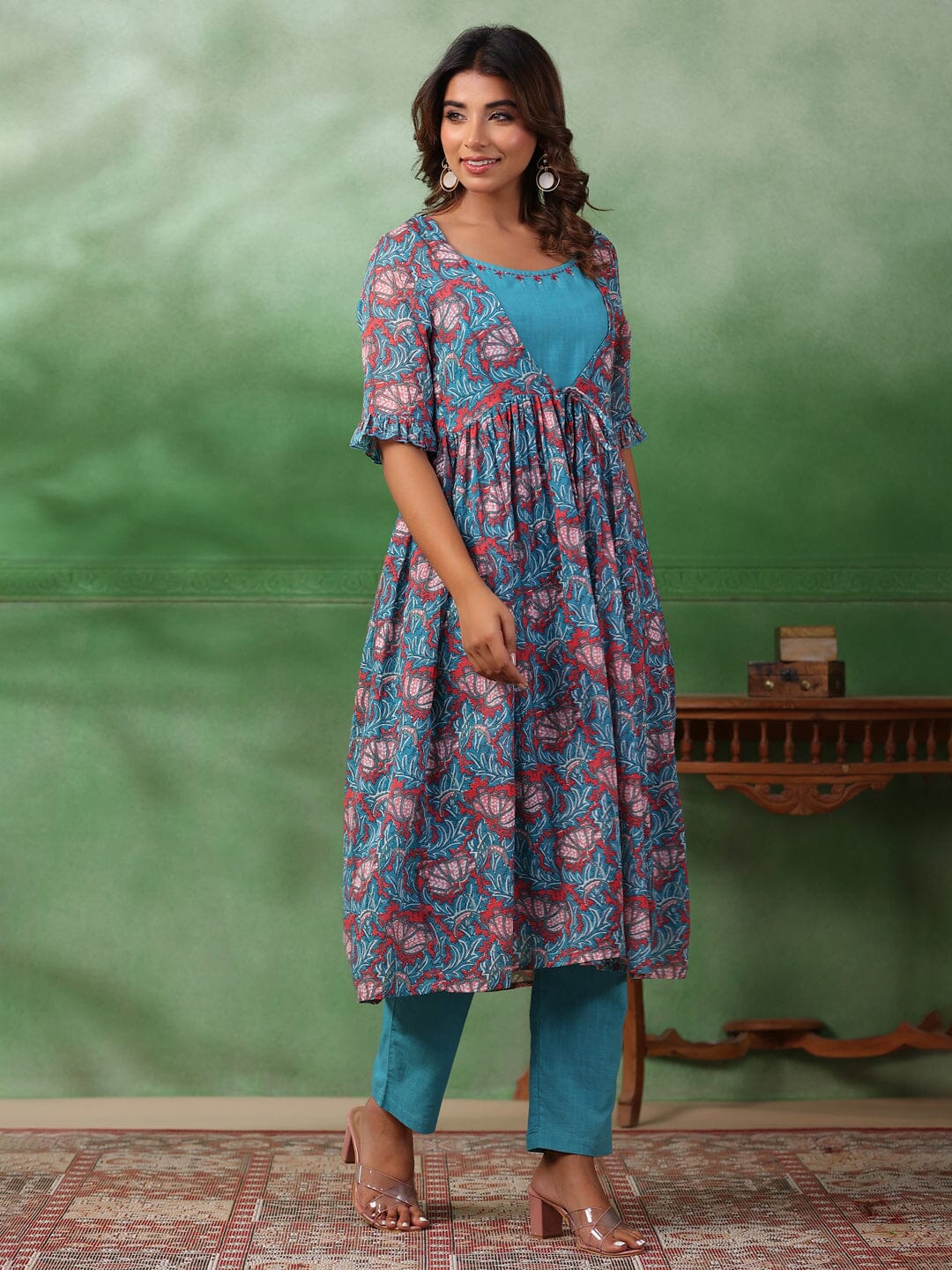 Cotton Printed 3 Pcs Kurta Set Kurti set SANSKRUTI HOMES 