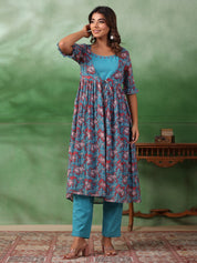 Cotton Printed 3 Pcs Kurta Set Kurti set SANSKRUTI HOMES 