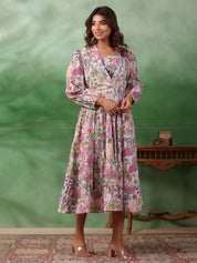 Floral Print A-Line Dress dress Sanskruti Homes 