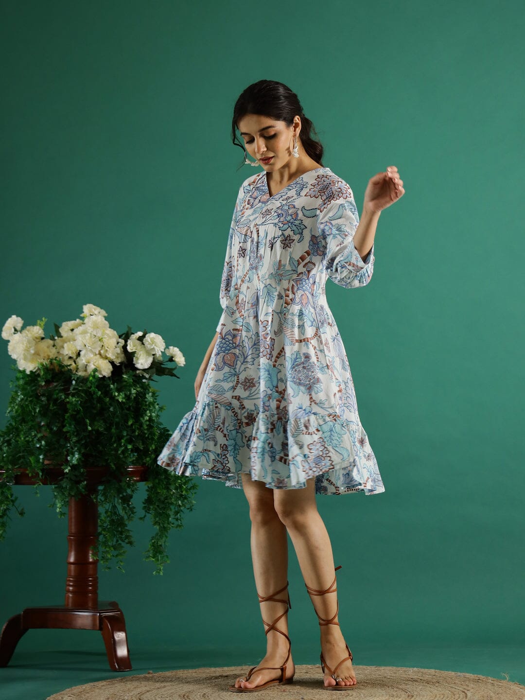 Floral Printed Cotton Dress for Women Ethnic dress SANSKRUTI HOMES 