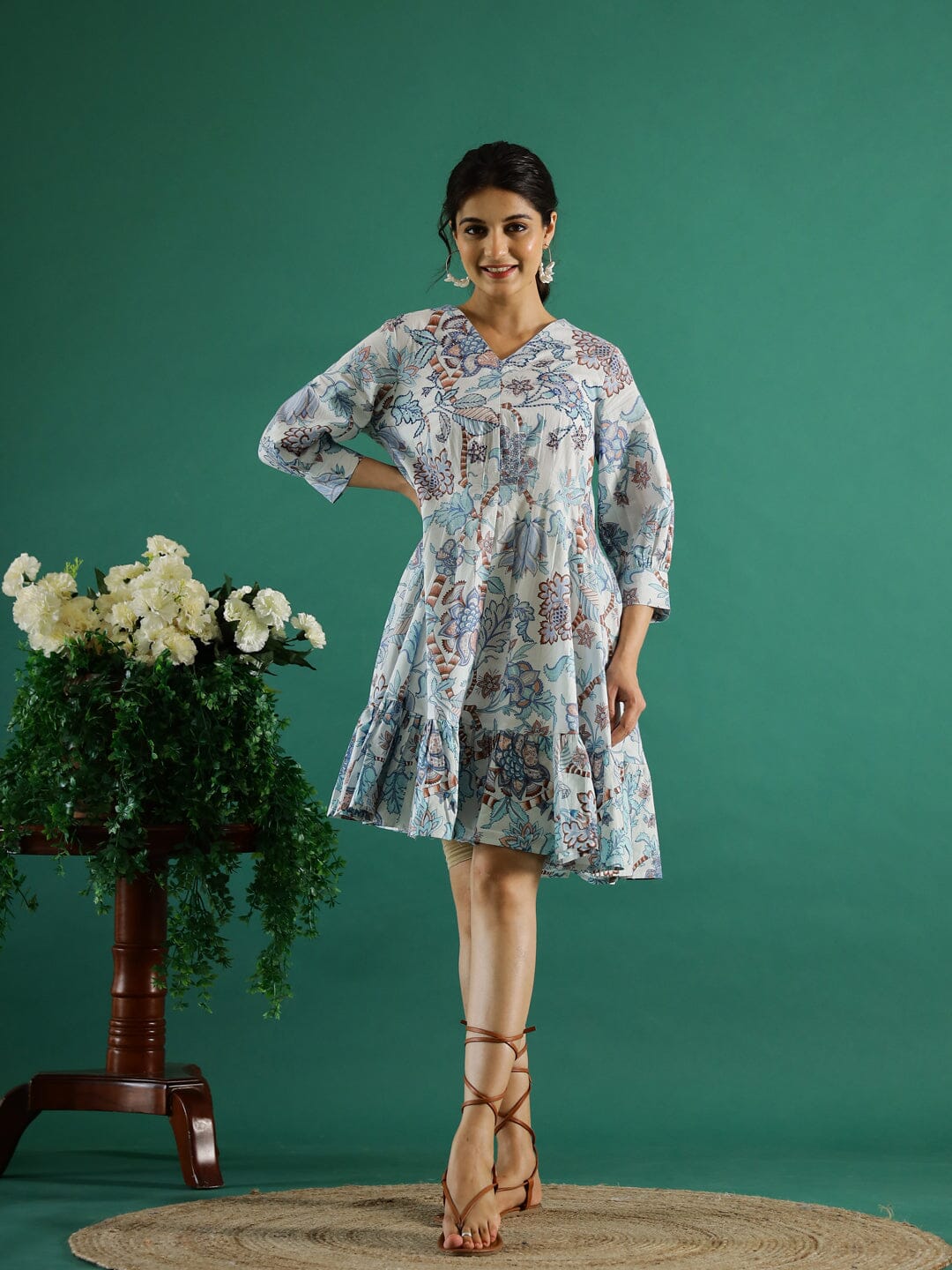 Floral Printed Cotton Dress for Women Ethnic dress SANSKRUTI HOMES 