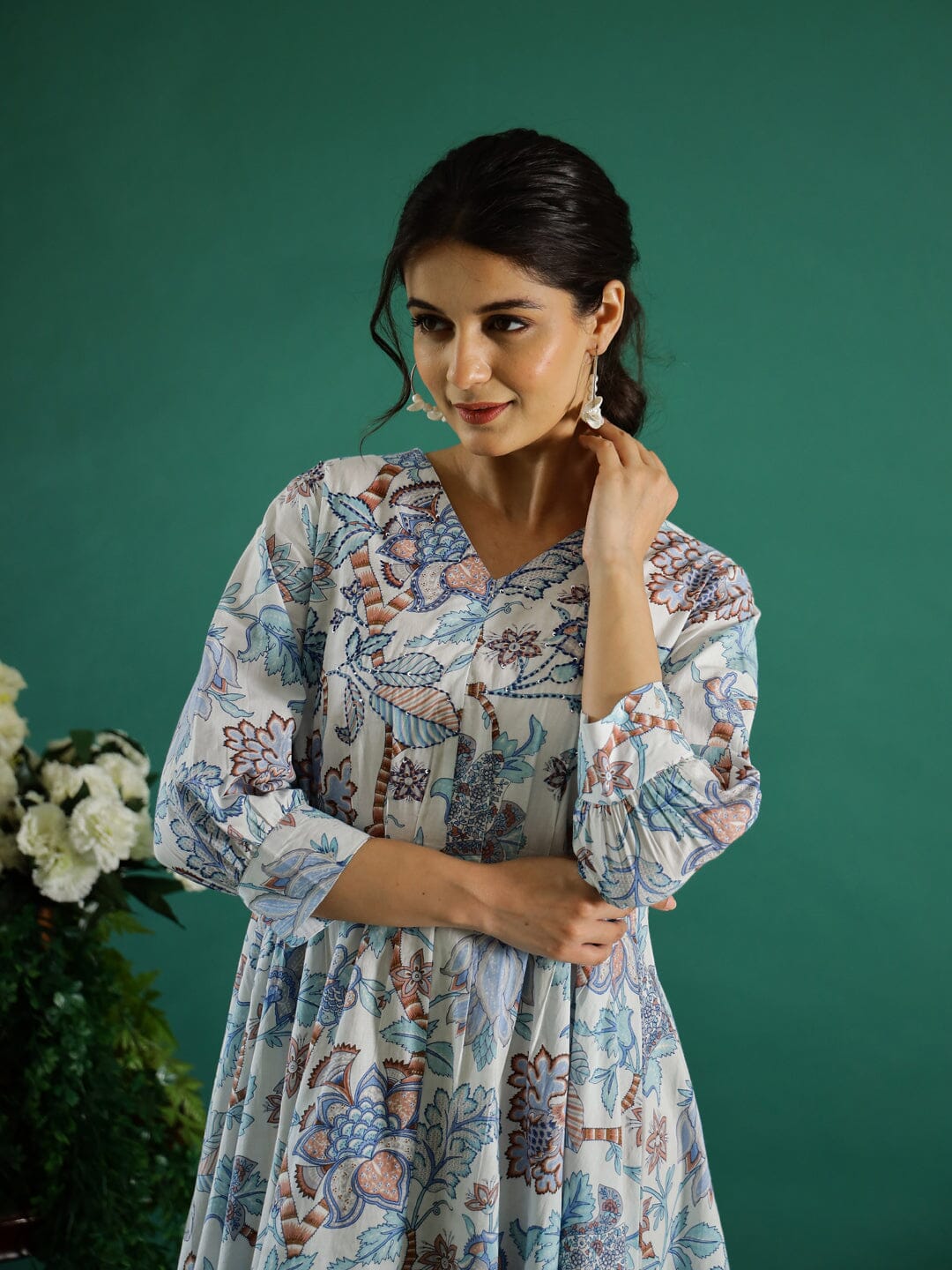 Floral Printed Cotton Dress for Women Ethnic dress SANSKRUTI HOMES 