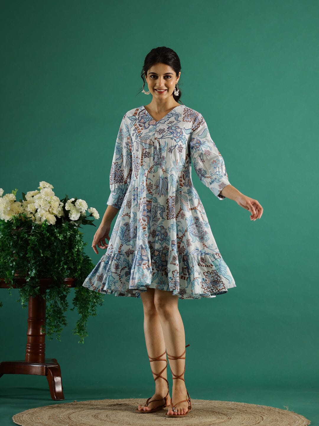 Floral Printed Cotton Dress for Women Ethnic dress SANSKRUTI HOMES 