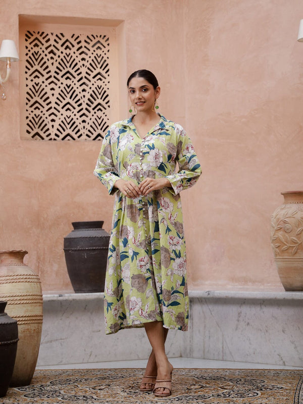 Floral Printed Cotton Ethnic Dress Ethnic dress SANSKRUTI HOMES 