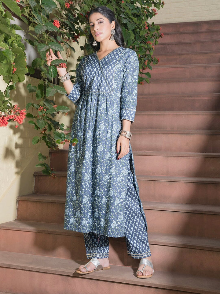 Floral Printed Cotton Kurta Set muslin kurta Rangdeep-Fashions 