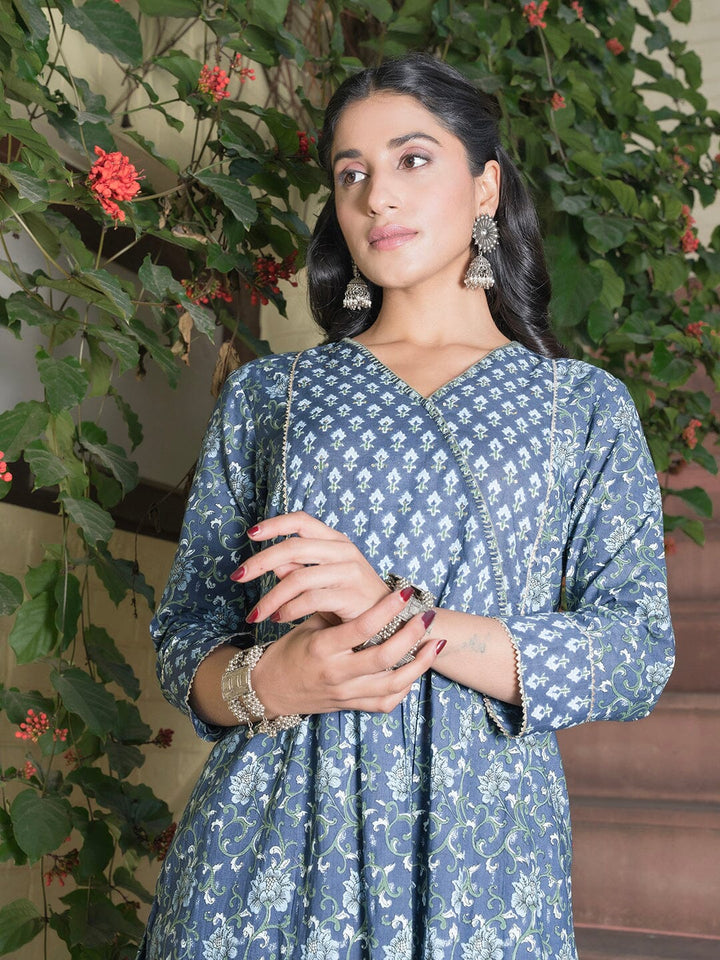 Floral Printed Cotton Kurta Set muslin kurta Rangdeep-Fashions 