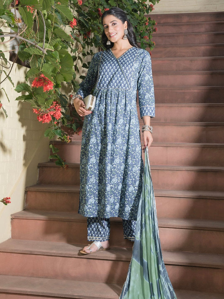 Floral Printed Cotton Kurta Set muslin kurta Rangdeep-Fashions 