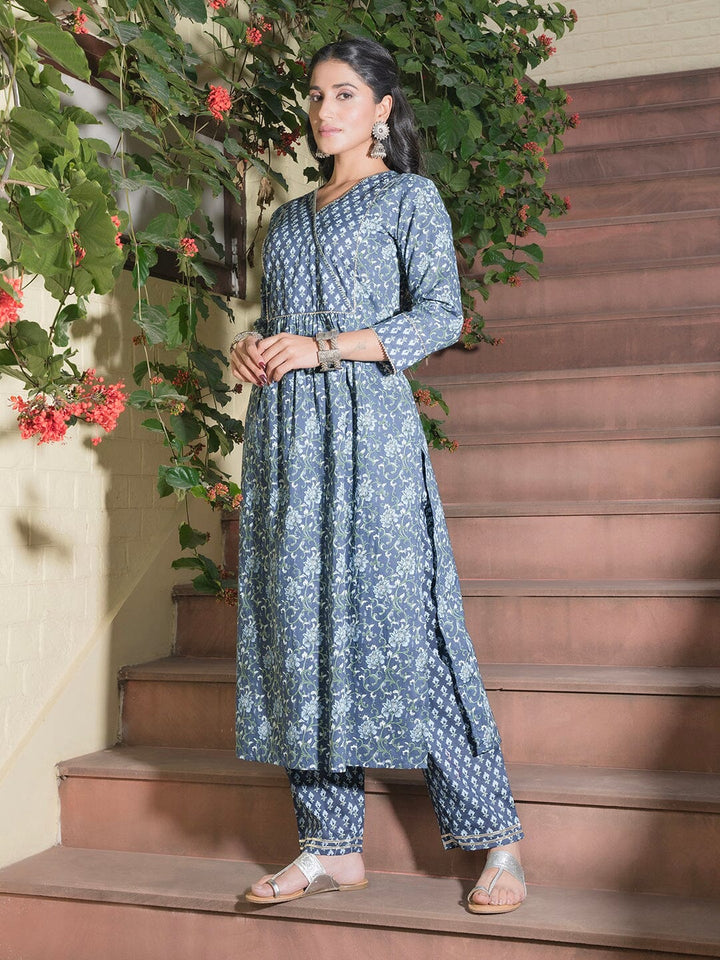 Floral Printed Cotton Kurta Set muslin kurta Rangdeep-Fashions 