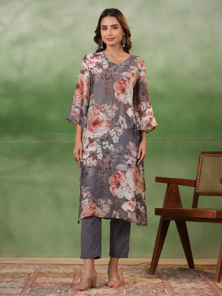 Floral Printed Cotton Kurta Set with Dupatta Kurti set SANSKRUTI HOMES 