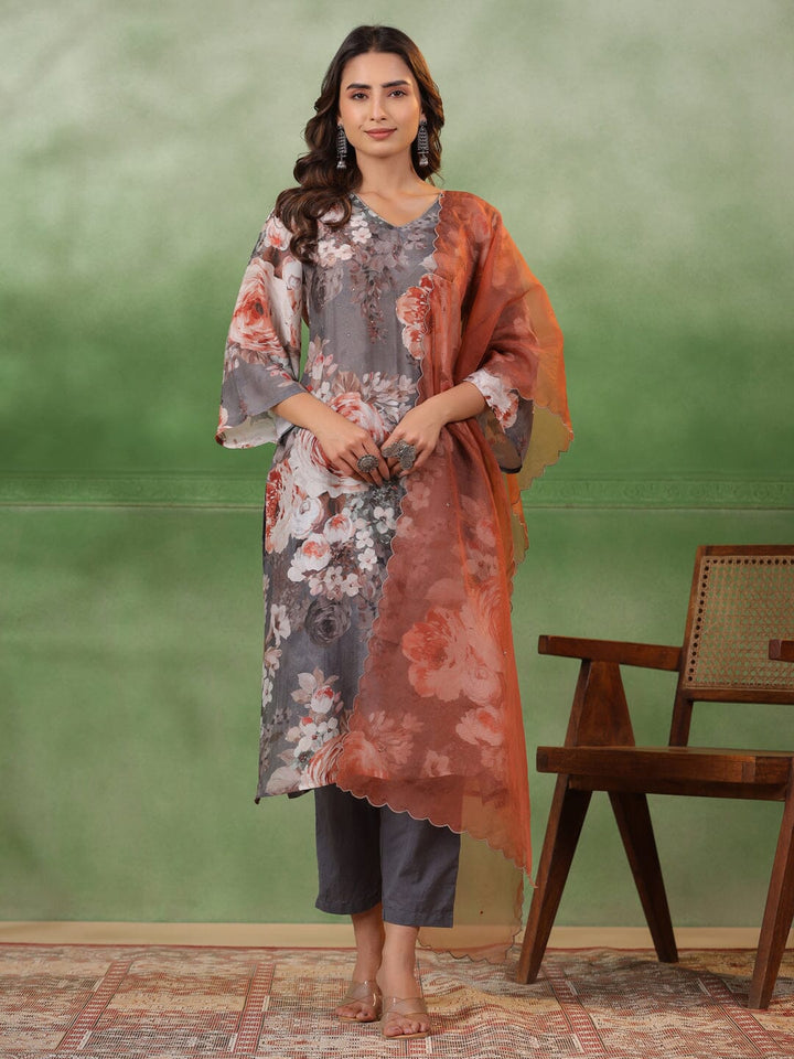 Floral Printed Cotton Kurta Set with Dupatta Kurti set SANSKRUTI HOMES 