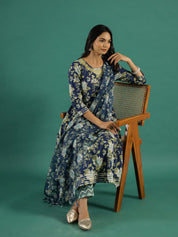 Floral Printed Round Neck Kurta Set muslin kurta Rangdeep-Fashions 