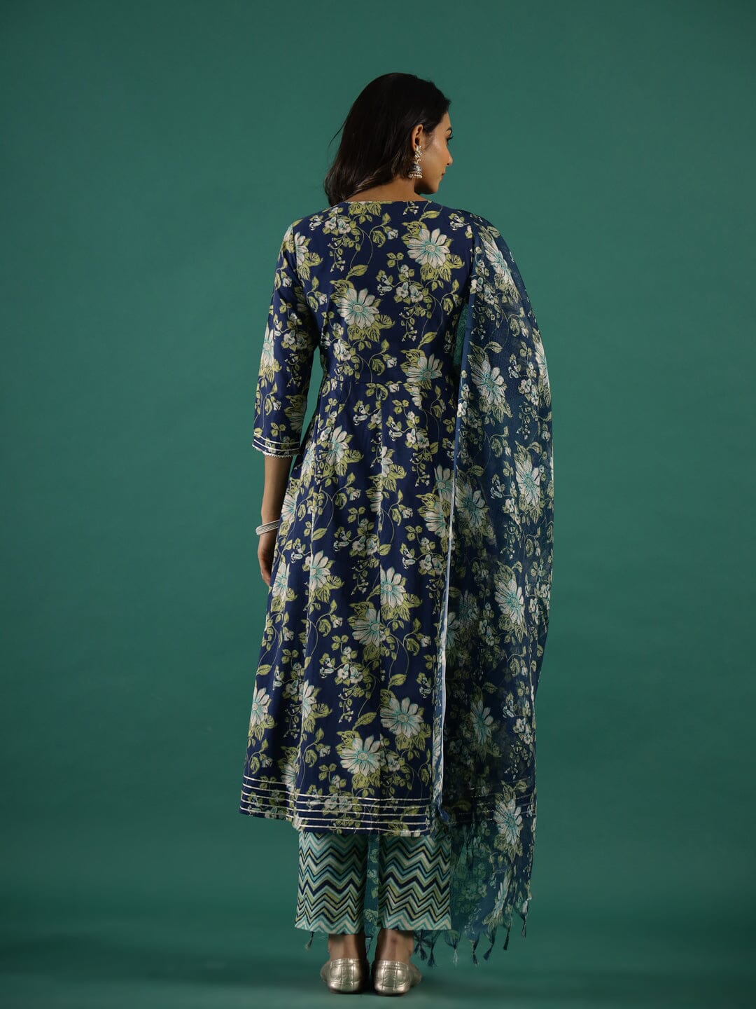 Floral Printed Round Neck Kurta Set muslin kurta Rangdeep-Fashions 