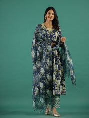 Floral Printed Round Neck Kurta Set muslin kurta Rangdeep-Fashions 