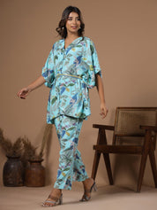 Floral Printed Silk Blend Kaftan Kurta with Trousers Kurti Dupatta set Pant Rangdeep-Fashions 