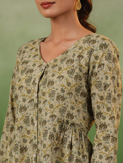 Flower Printed V-Neck Kurta Set Kurta set Rangdeep-Fashions 