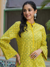 Green Floral PEPLUM Printed cotton co-ord Set Night Suit SANSKRUTI HOMES 