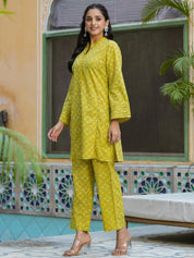 Green Floral PEPLUM Printed cotton co-ord Set Night Suit SANSKRUTI HOMES 