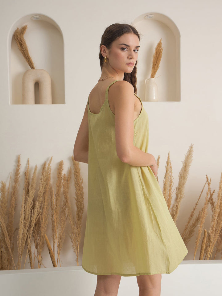 Green Floral Printed Round Neck Dress with inner dress Rangdeep-Fashions 