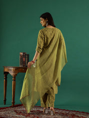 Green Geometric Print Kurta Set Kurta set Rangdeep-Fashions 