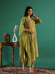 Green Geometric Print Kurta Set Kurta set Rangdeep-Fashions 