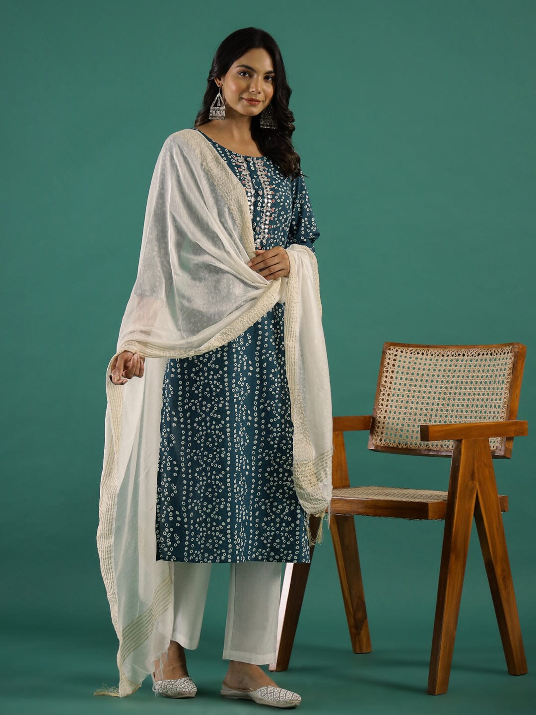 Green & White Kurta Set muslin kurta Rangdeep-Fashions 