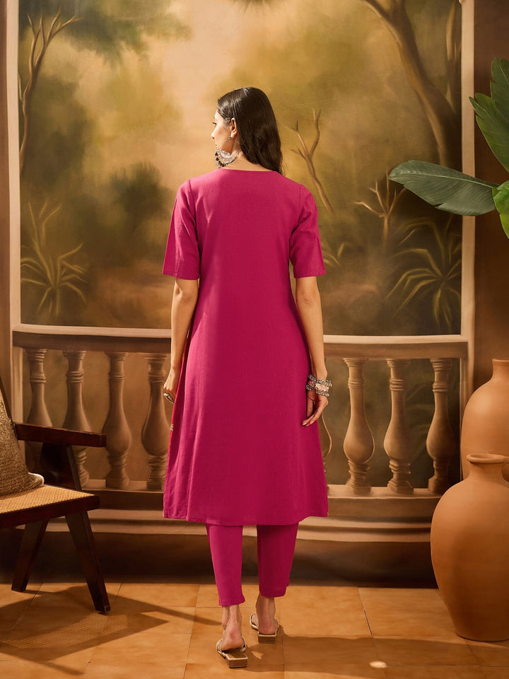 Maroon Pure Cotton V-Neck Kurta Set For Women Kurta set Rangdeep-Fashions 