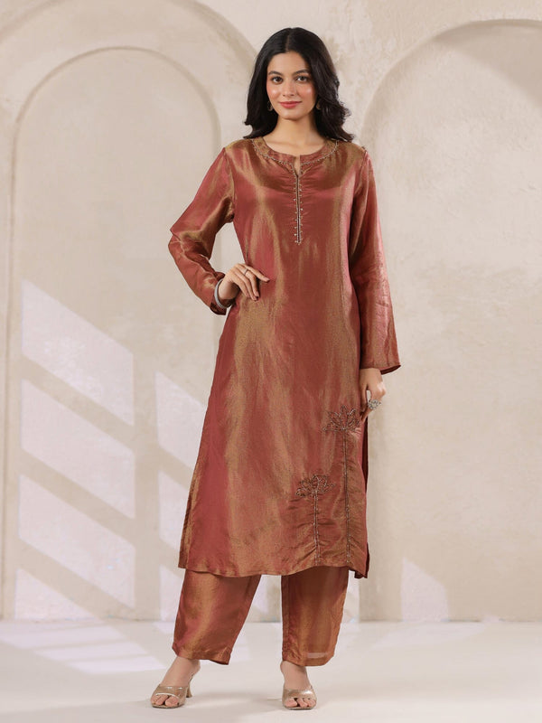 Maroon Tissue Kurta with Straight Pants and Dupatta Set for Women Kurta set Rangdeep 