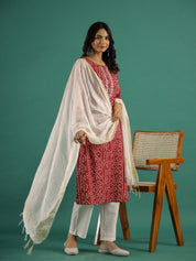 Maroon & White Printed Set muslin kurta Rangdeep-Fashions 