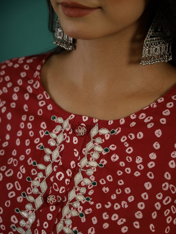 Maroon & White Printed Set muslin kurta Rangdeep-Fashions 