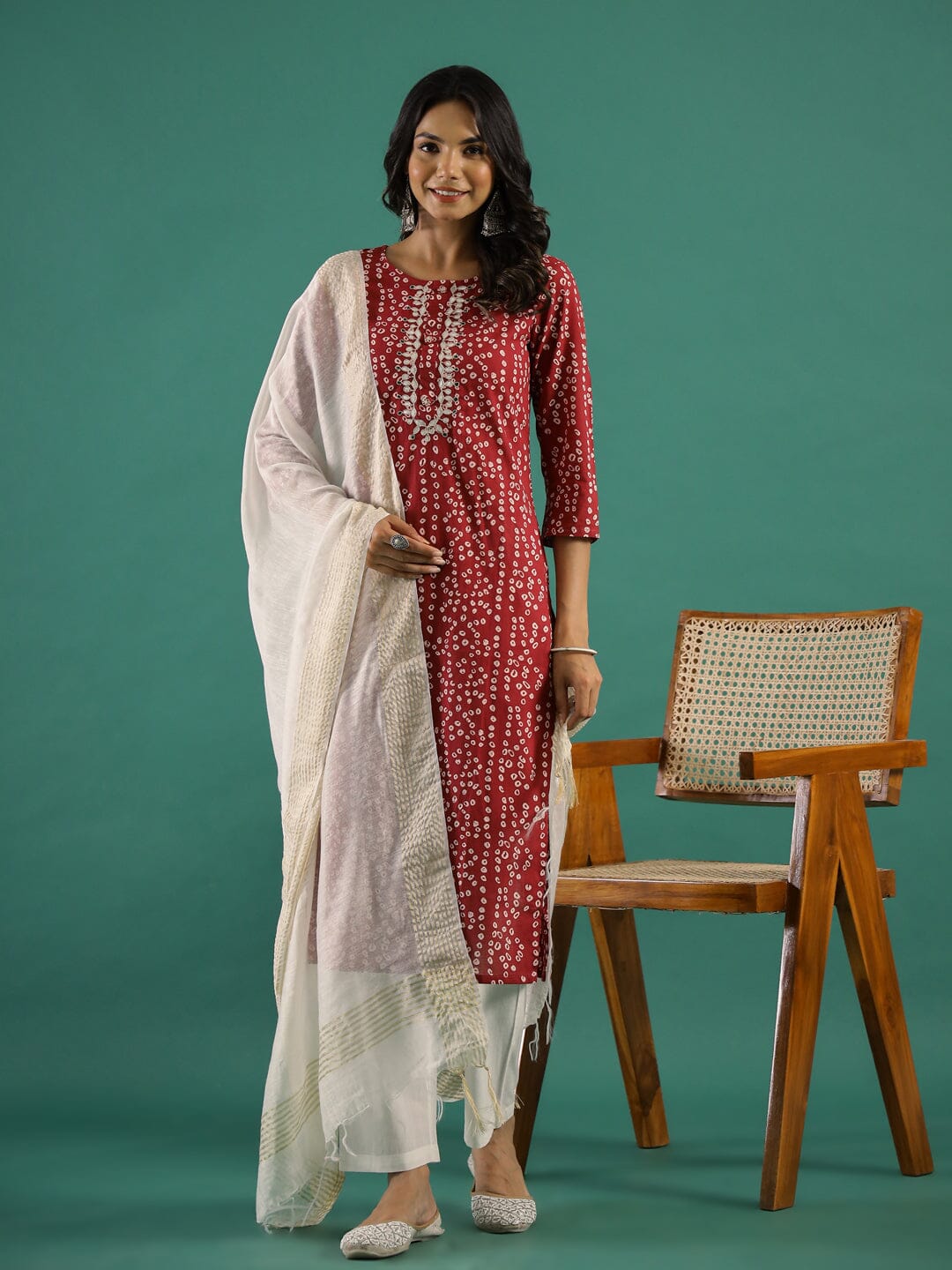 Maroon & White Printed Set muslin kurta Rangdeep-Fashions 