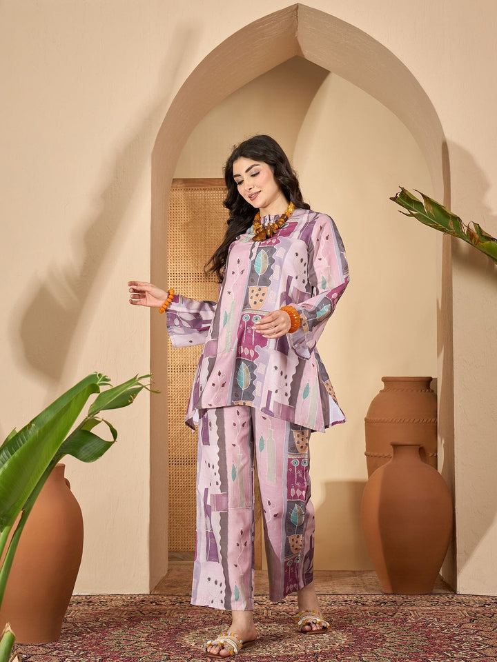Multi Round Neck Linen Co-ords Set for Women Co-ord Sets Rangdeep-Fashions 