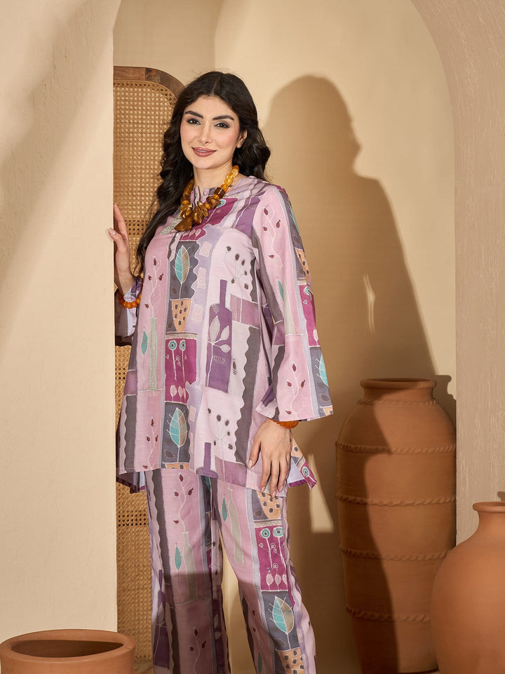 Multi Round Neck Linen Co-ords Set for Women Co-ord Sets Rangdeep-Fashions 