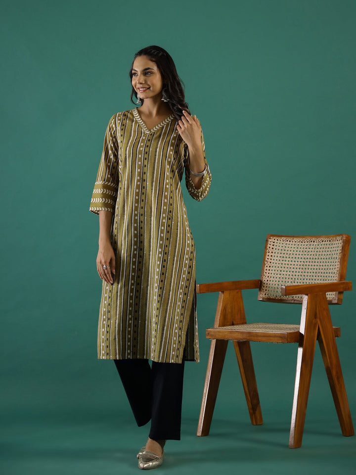 Mustard Printed Kurti Set muslin kurta Rangdeep-Fashions 