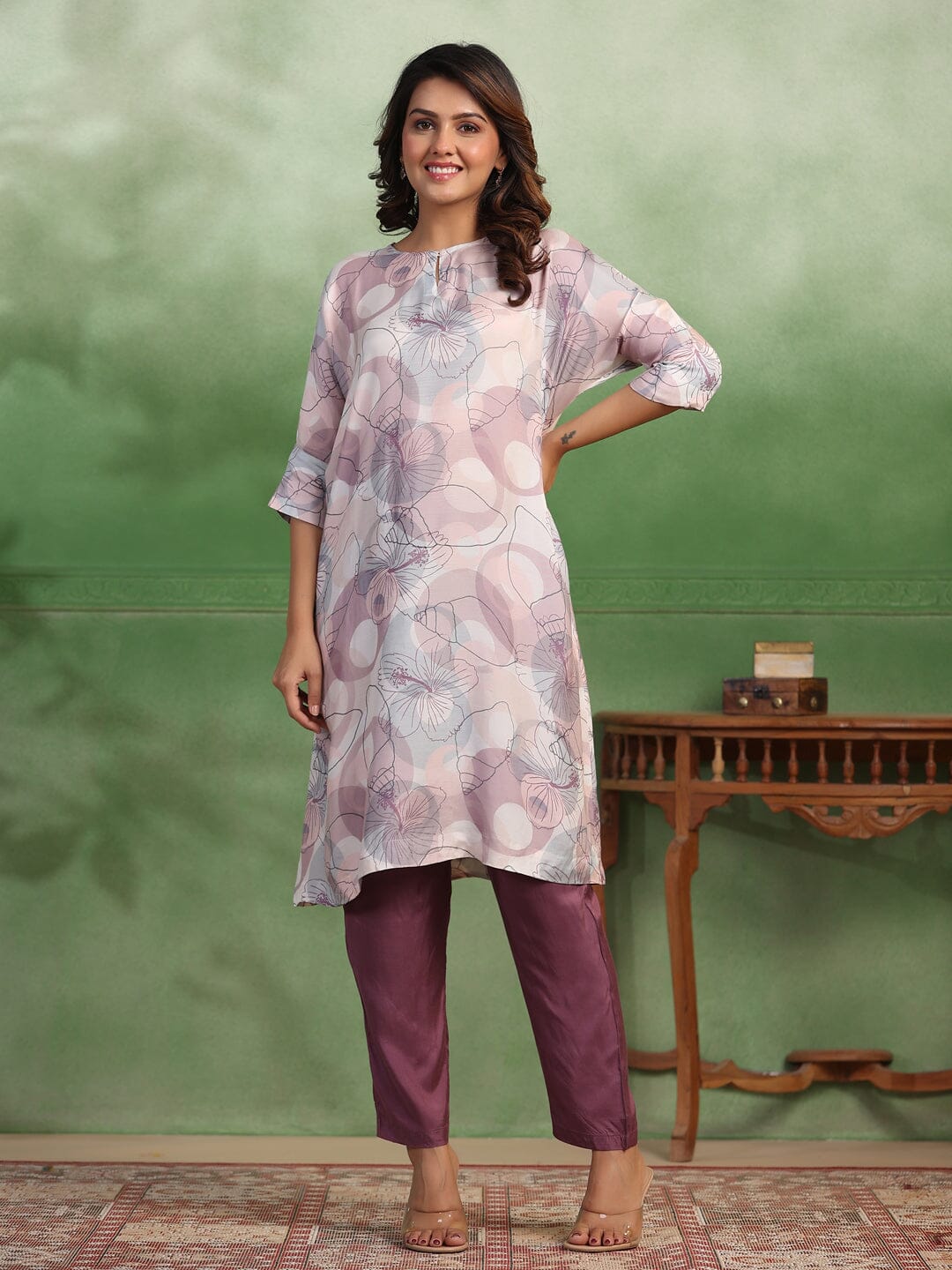 Pink Cotton Kurta Set for Women Kurti set Rangdeep-Fashions 