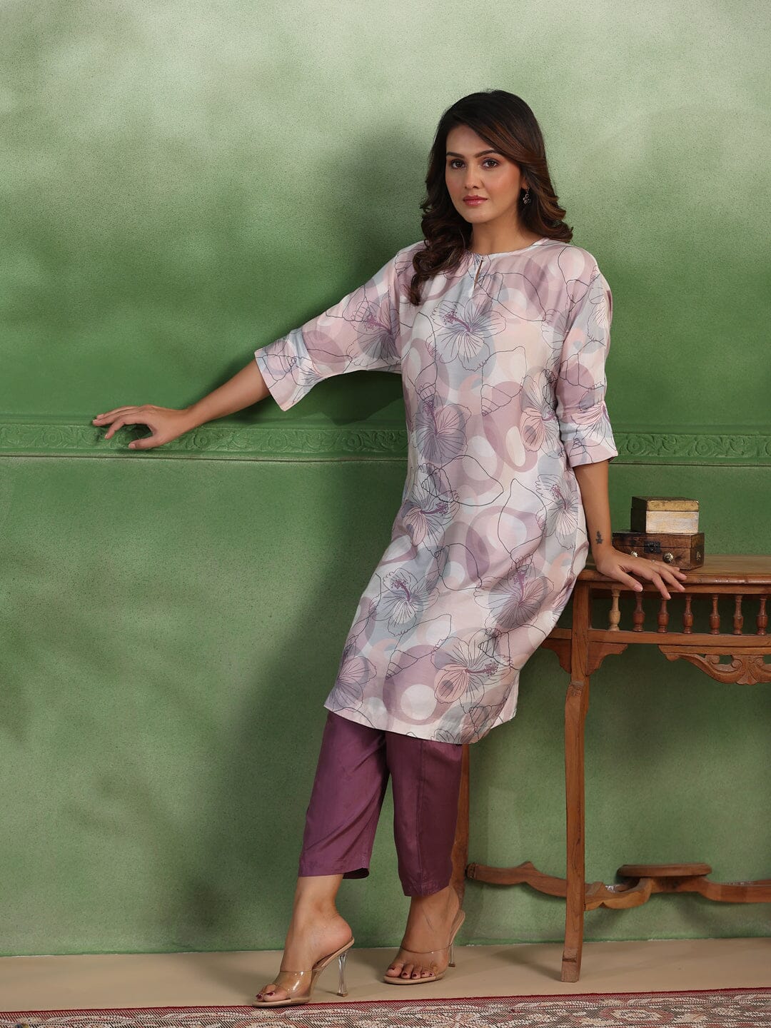 Pink Cotton Kurta Set for Women Kurti set Rangdeep-Fashions 